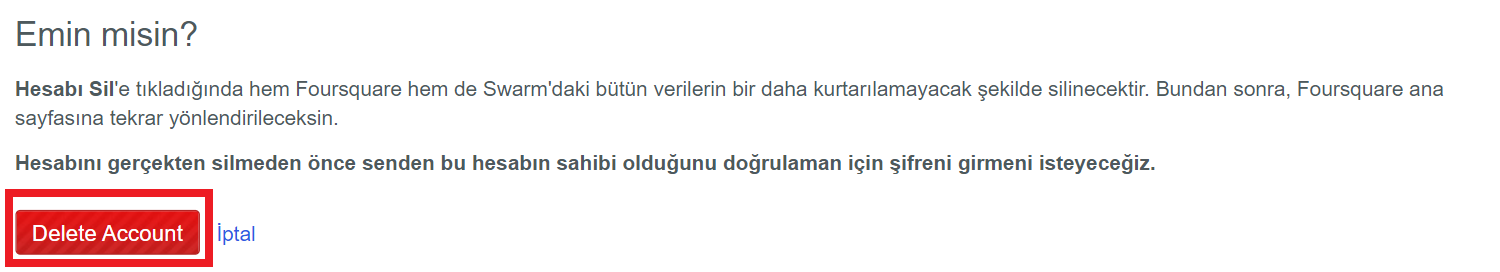 swarm hesap silme linki