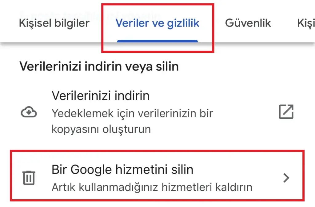 gmail hesap silme