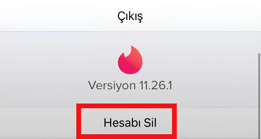 tinder hesap silme
